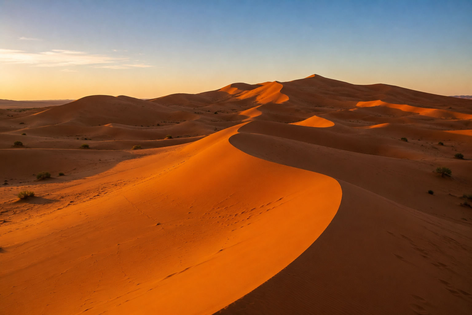 Dunes dorées au coucher du soleil