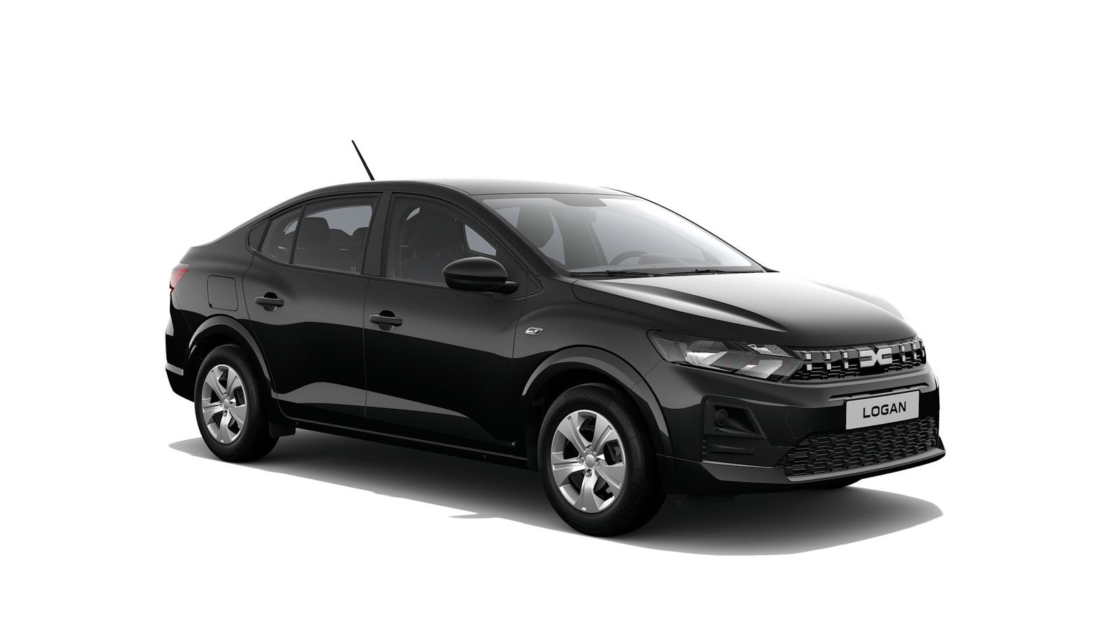 Dacia Logan rental in Merzouga: black sedan, front view